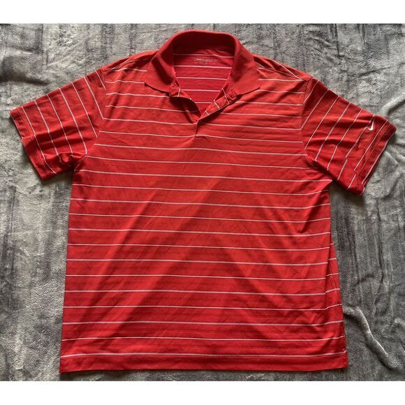 Nike Golf Other - Nike Golf Dri-FIT Mens XL Red White Striped Short Sleeve Polo Shirt‎ Performance